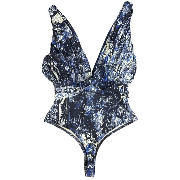 bebe Tops - bebe Blue & White Patterned Bodysuit